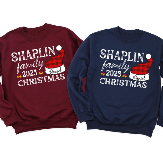 Personalized Christmas Family Sweatshirts Custom Family Name Holiday Sweater