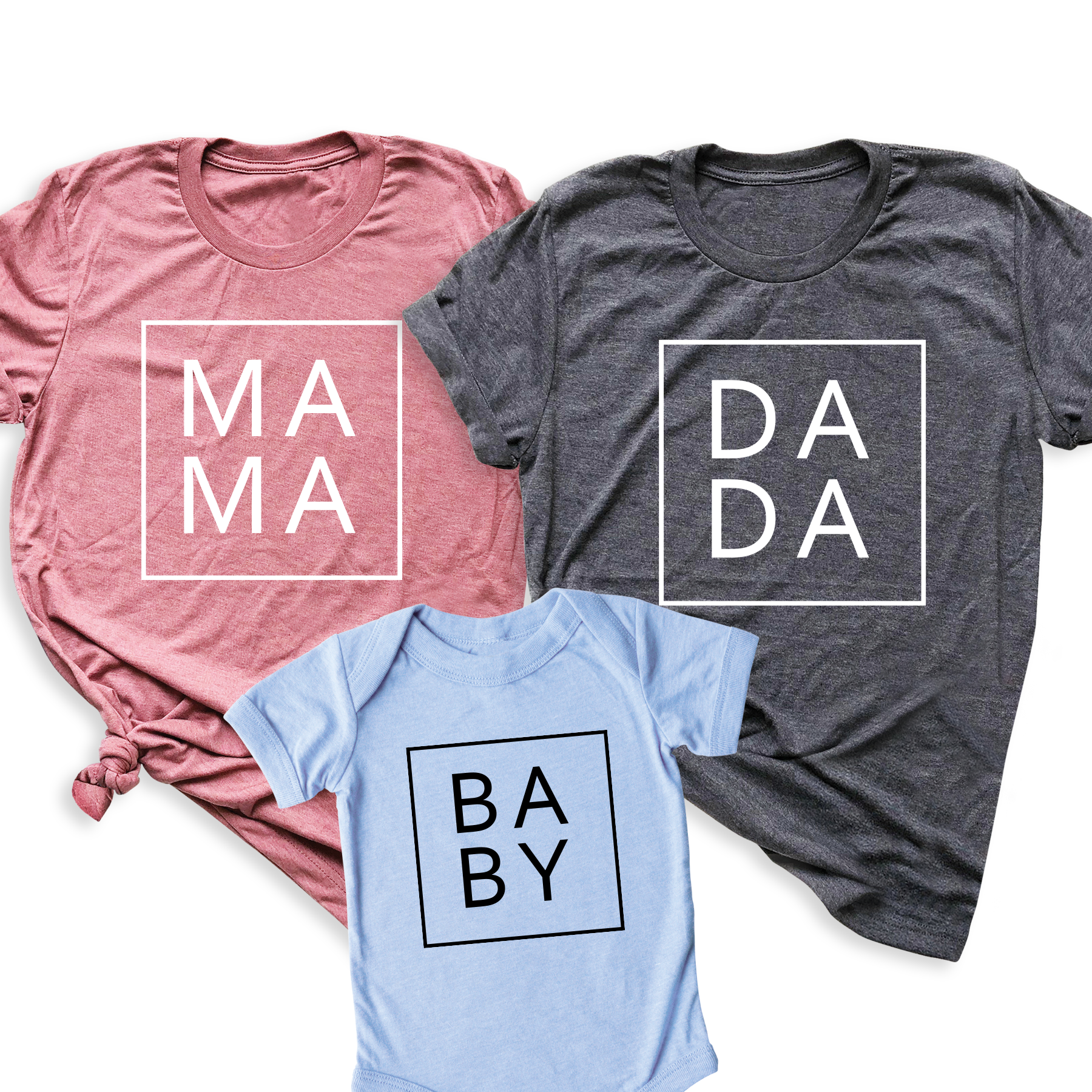 Custom Mama Dada Baby Matching Shirts – Family Mother’s & Father’s Day Tee