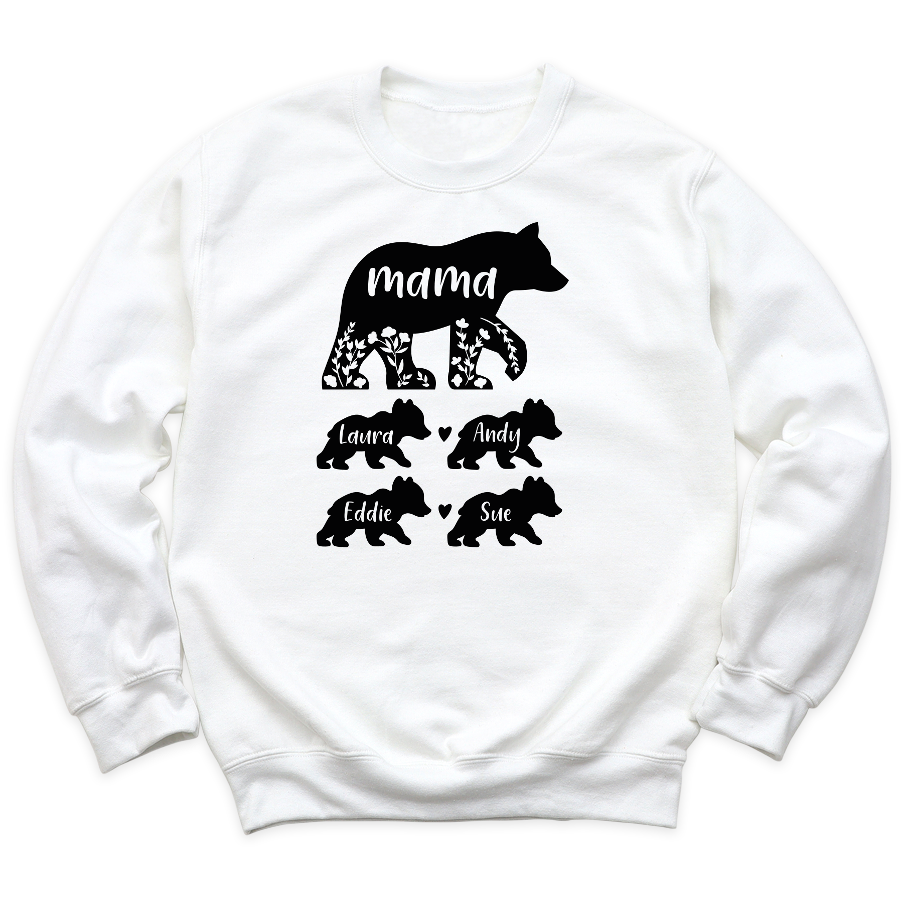 Custom Mama Bear Sweatshirt with Baby Names | Floral Mom Gift