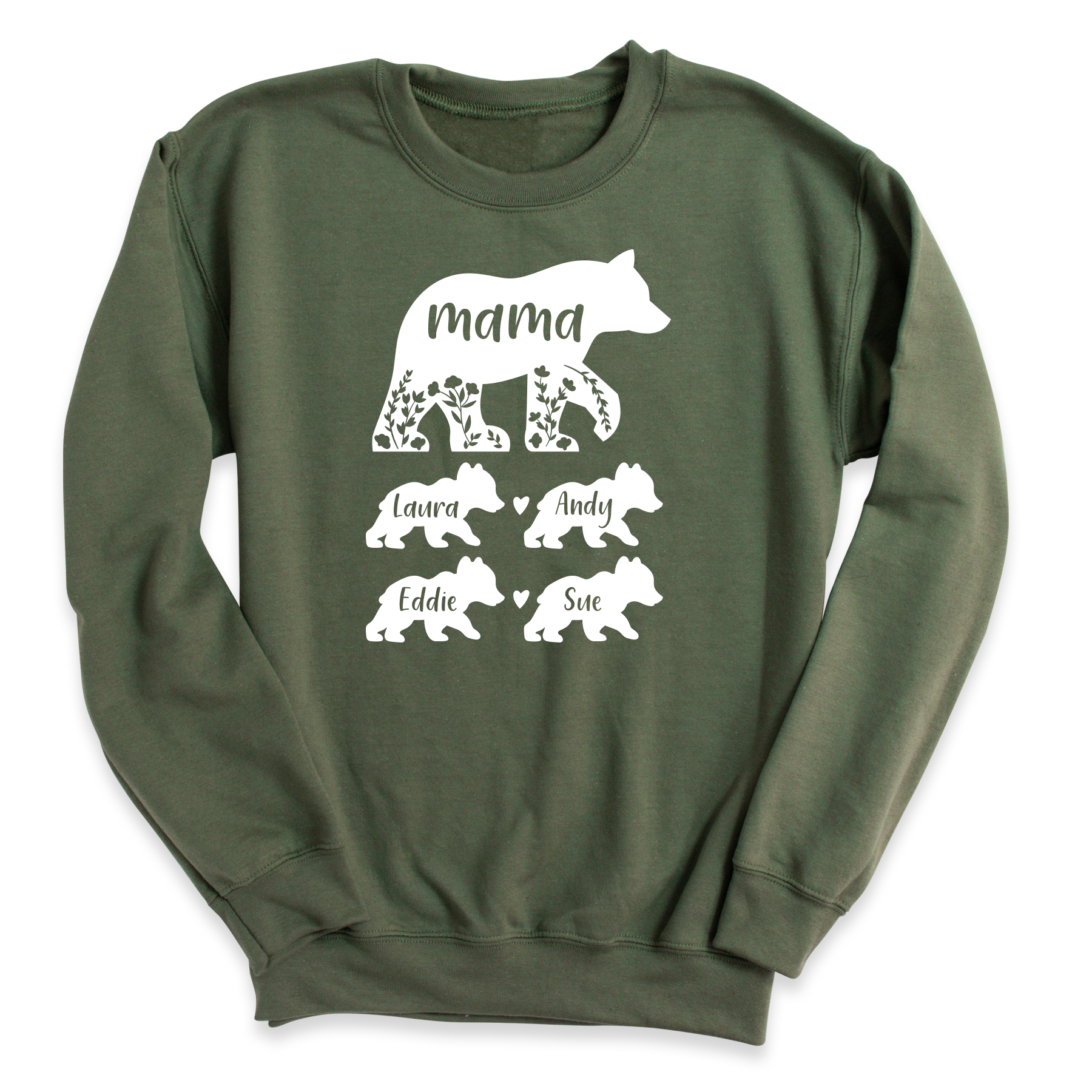 Custom Mama Bear Sweatshirt with Baby Names | Floral Mom Gift