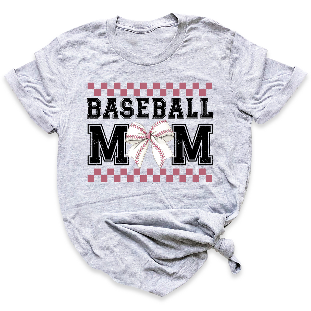 Baseball Mom Shirt Coquette Bow Tee Cute Mama Game Day Shirt