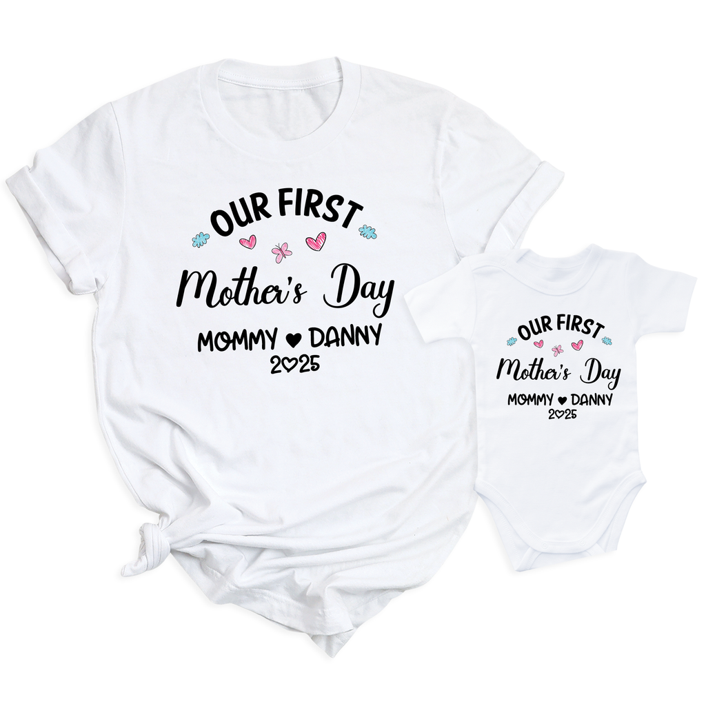 Our First Mothers Day Shirt Mom and Baby Matching Outfit
