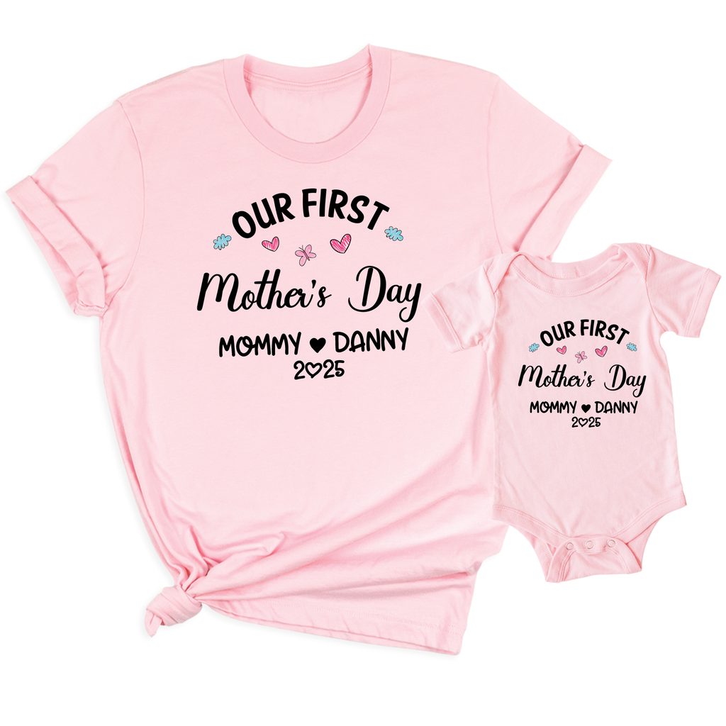 Our First Mothers Day Shirt Mom and Baby Matching Outfit