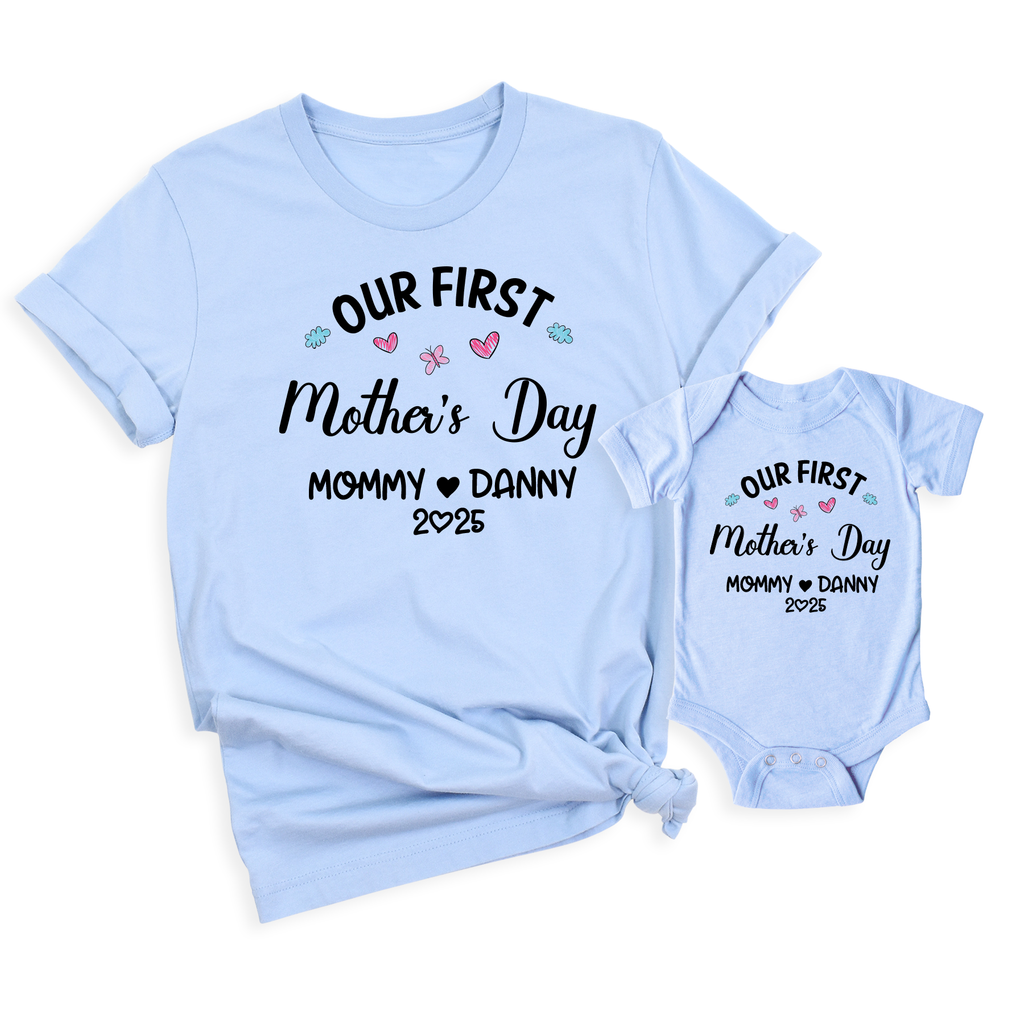 Our First Mothers Day Shirt Mom and Baby Matching Outfit