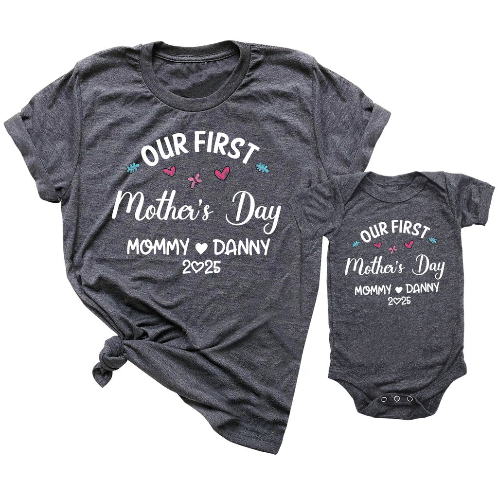 Our First Mothers Day Shirt Mom and Baby Matching Outfit