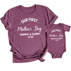 Our First Mothers Day Shirt Mom and Baby Matching Outfit