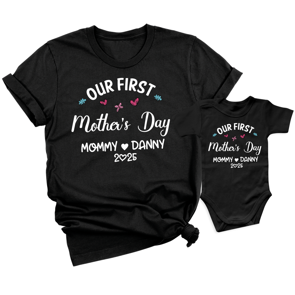 Our First Mothers Day Shirt Mom and Baby Matching Outfit