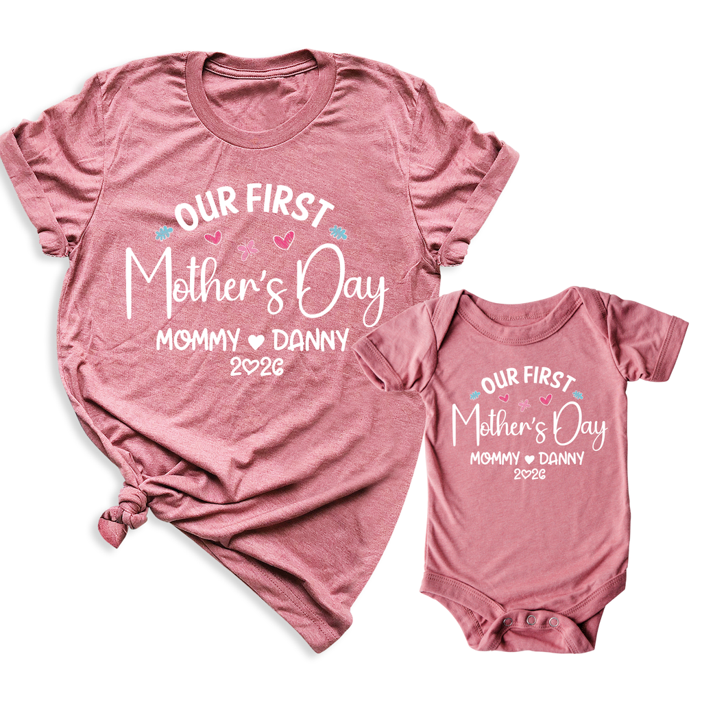 Our First Mothers Day Shirt Mom and Baby Matching Outfit