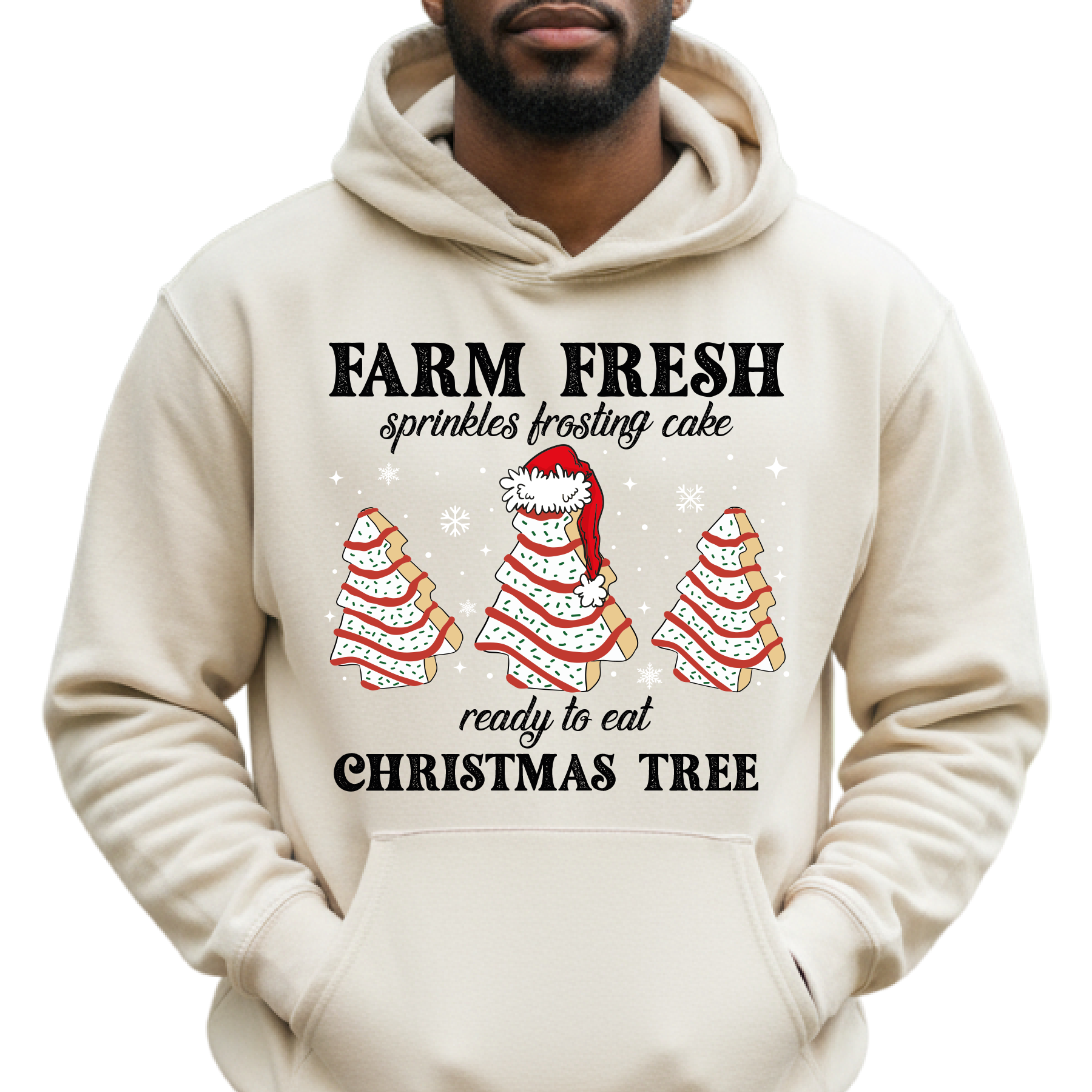 Farm Fresh Christmas Tree Hoodie – Cute Santa Baking, Holiday Winter Hoodie, Christmas Baking Sweater