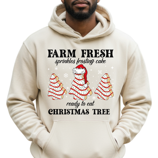 Farm Fresh Christmas Tree Hoodie – Cute Santa Baking, Holiday Winter Hoodie, Christmas Baking Sweater