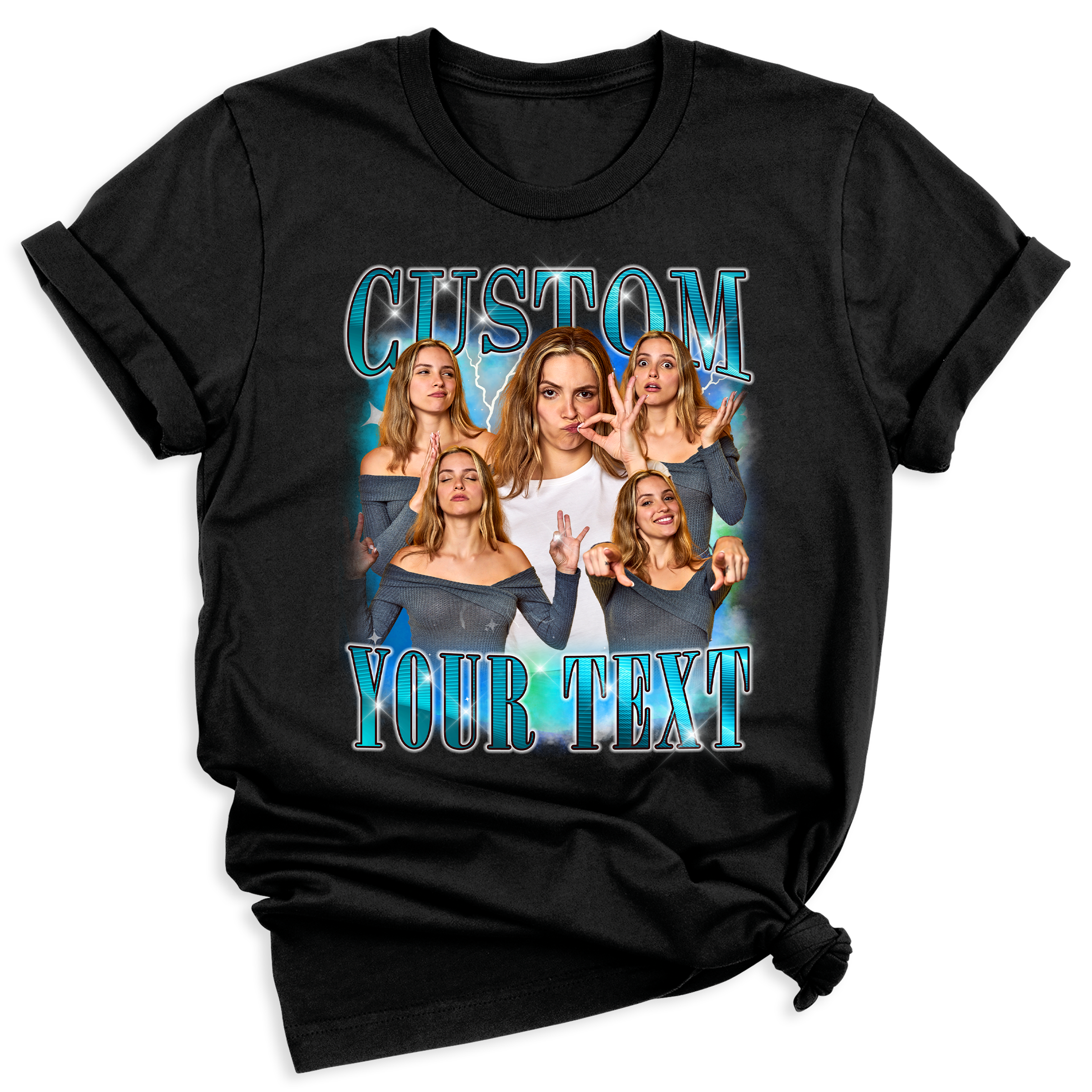 Custom Photo Bootleg Shirt Vintage 90s Rap Style Tee