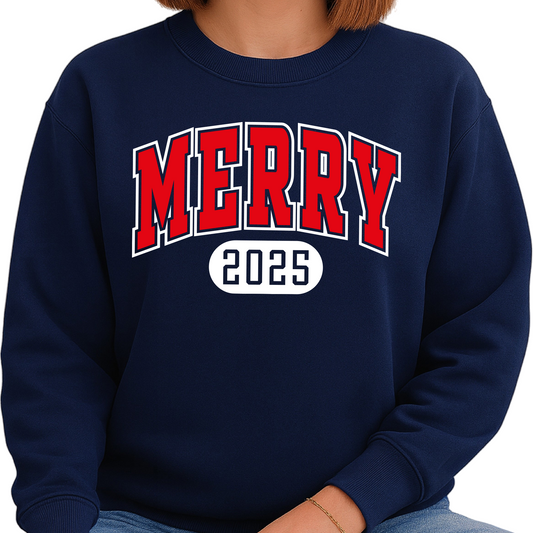 Merry 2025 Christmas Sweatshirt – Family Matching Christmas, Holiday Crew Outfits