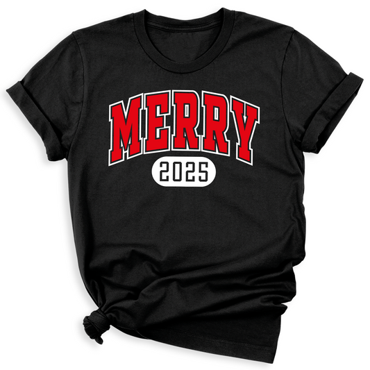 Merry 2025 Christmas Shirt – Family Matching Christmas Tees, Retro Merry T-Shirt, Holiday Crew Outfits