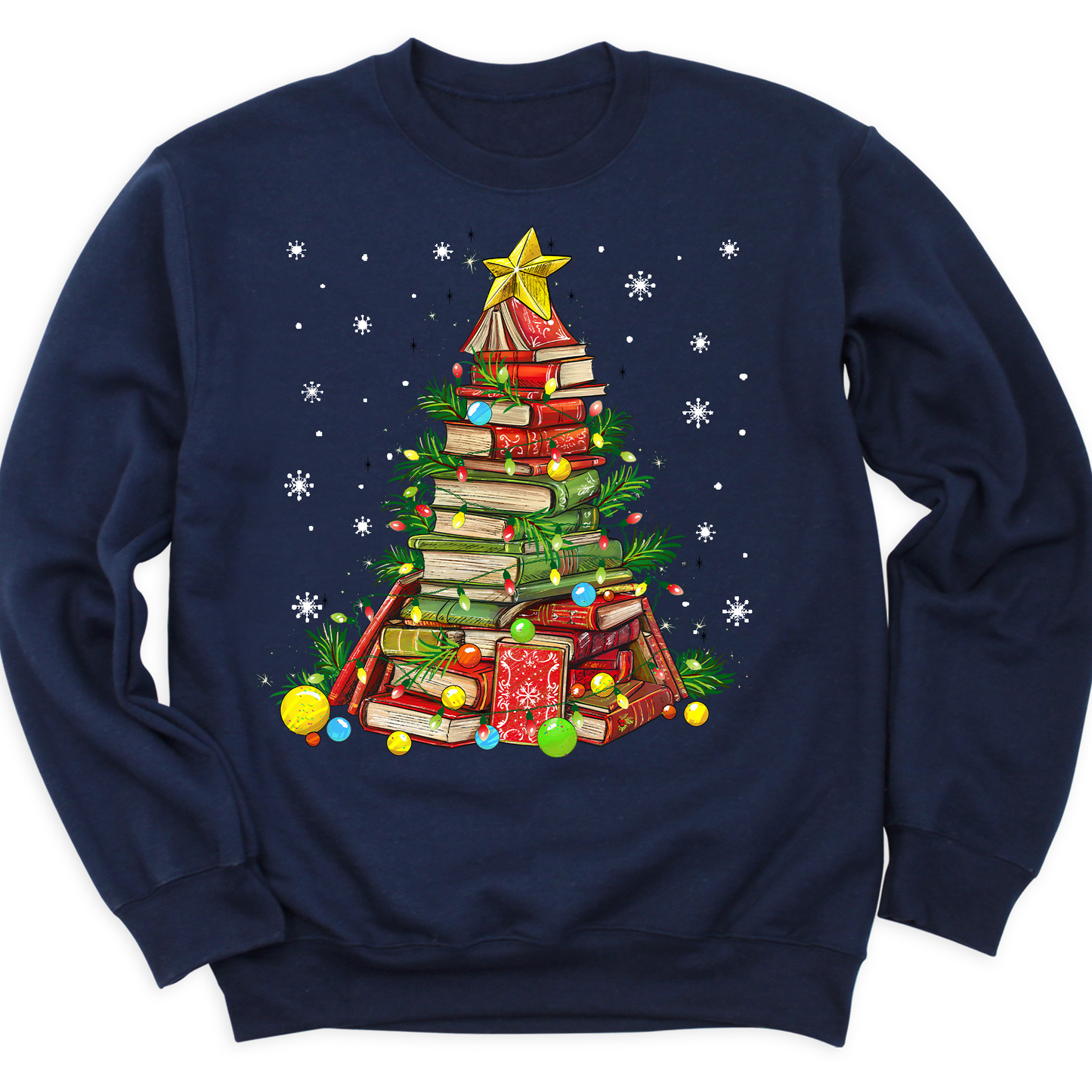 Christmas Book Tree Teacher Sweatshirt | Cozy Holiday Sweater for Librarians & Readers
